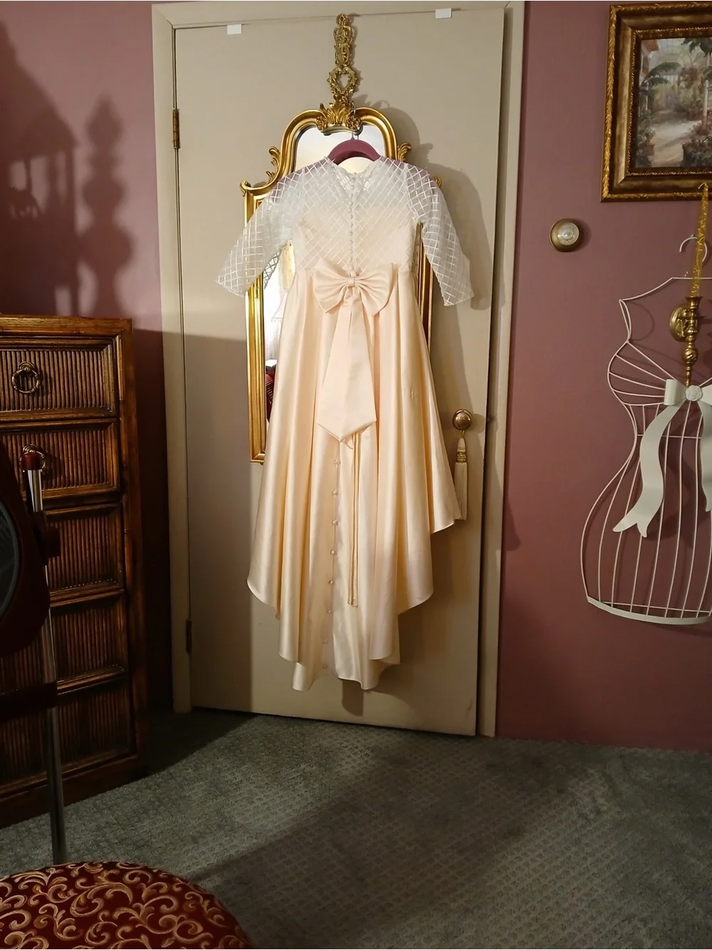 Elegant JR. bridesmaid dress in satin size 8-9 in light blush